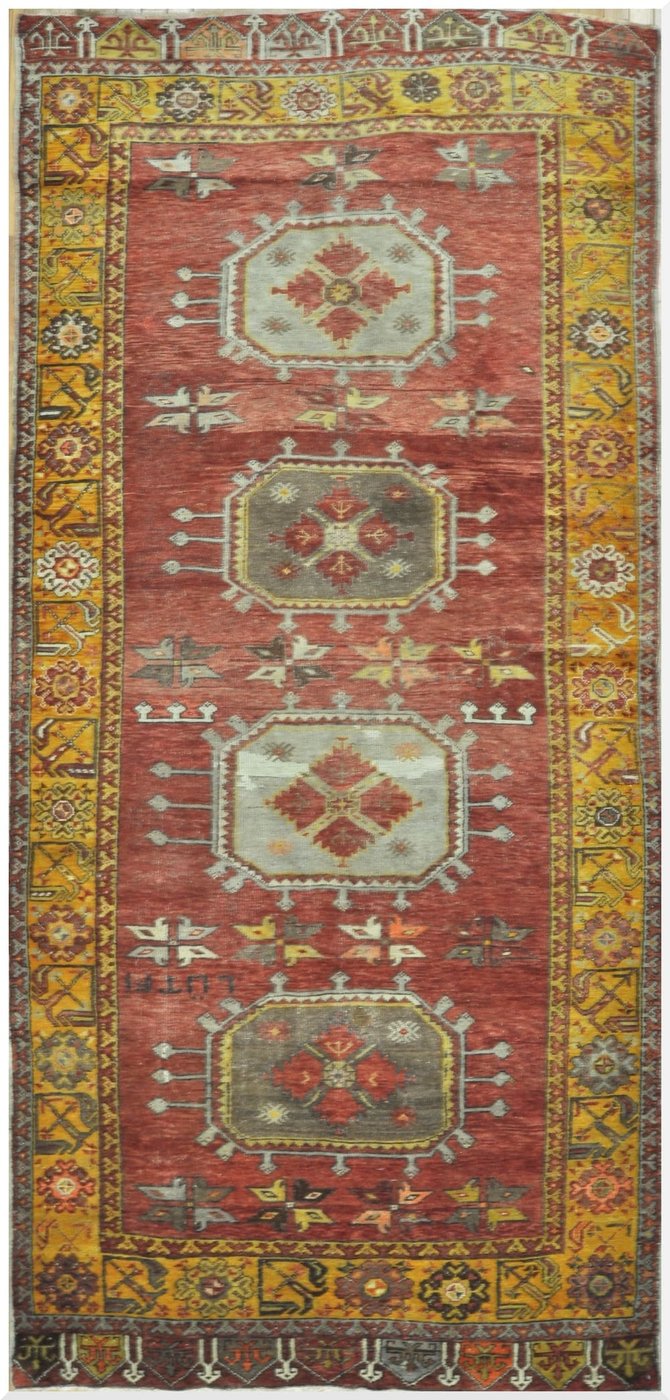 5′ x 11′ Turkish Oushak Red Vintage Rug Transitional Wool