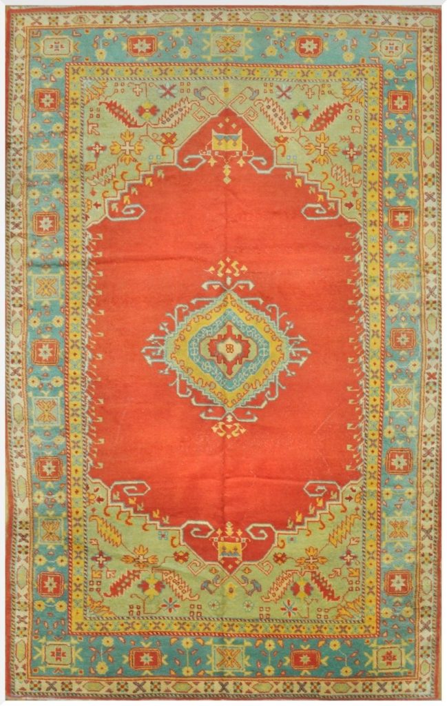 8′ x 13′ Terracotta Fine Hand-Knotted Turkish Antique Oushak Rug – Transitional Wool