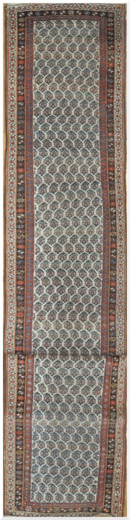 3′ x 17′ Antique Persian Ivory Runner Rug – Hand-Knotted Wool