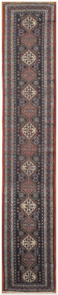 3′ x 18′ Antique Persian Heriz Runner Rug – Navy Blue – Hand Knotted Wool