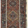 3′ x 13′ Antique Persian Heriz Runner Rug Red Blue Hand Knotted Wool
