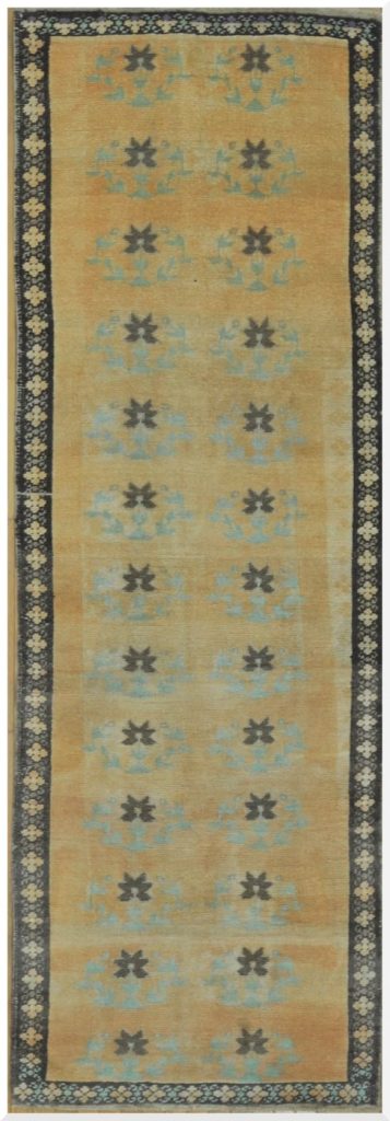 3′ x 10′ Turkish Gold Blue Transitional Runner Hand Knotted Wool 3′ x 10′ Turkish Gold Blue Transitional Runner Hand Knotted Wool