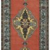 3′ x 11′ Turkish Oushak Rust Ivory Medallion Rug – Vintage Hand-Knotted Wool
