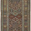 3′ x 12′ Caucasian Kazak Blue Geometric Runner Rug – Traditional Hand Knotted Wool