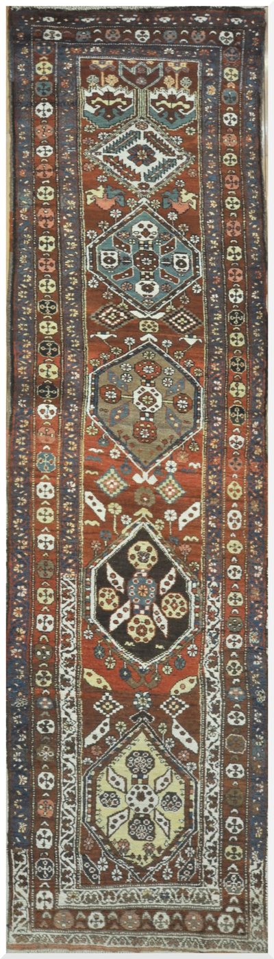 3′ x 14′ Rust Fine Hand-Knotted Persian Heriz Rug – Antique Wool