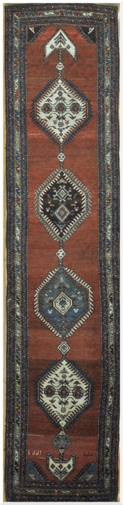 3′ x 16′ Antique Tribal Persian  Heriz (Hashtroud) Runner Rug – Rust – Hand Knotted Wool