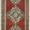 4′ x 11′ Vintage Turkish Oushak Red Vintage Runner Rug – Traditional Hand-Knotted Wool