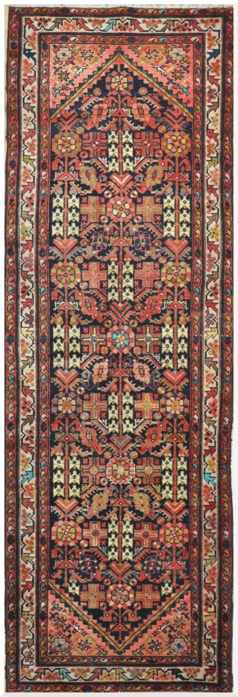 4′ x 11′ Semi Antique Persian Malayer Red Runner Rug Traditional Wool