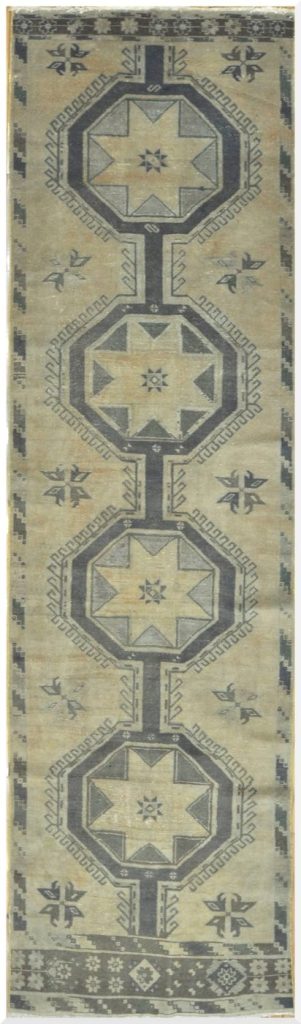 4′ x 13′ Vintage Turkish Oushak Beige Tribal Runner Wool