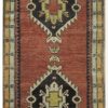 4′ x 14′ Turkish Rust Black Medallion Runner – Vintage Hand-Knotted Wool