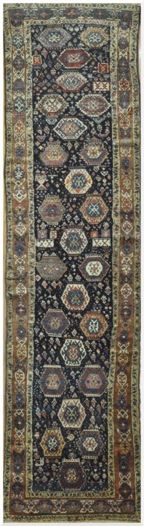 3′ x 13′ Antique Caucasian Ganjeh Navy Tribal Runner Rug – Traditional Wool