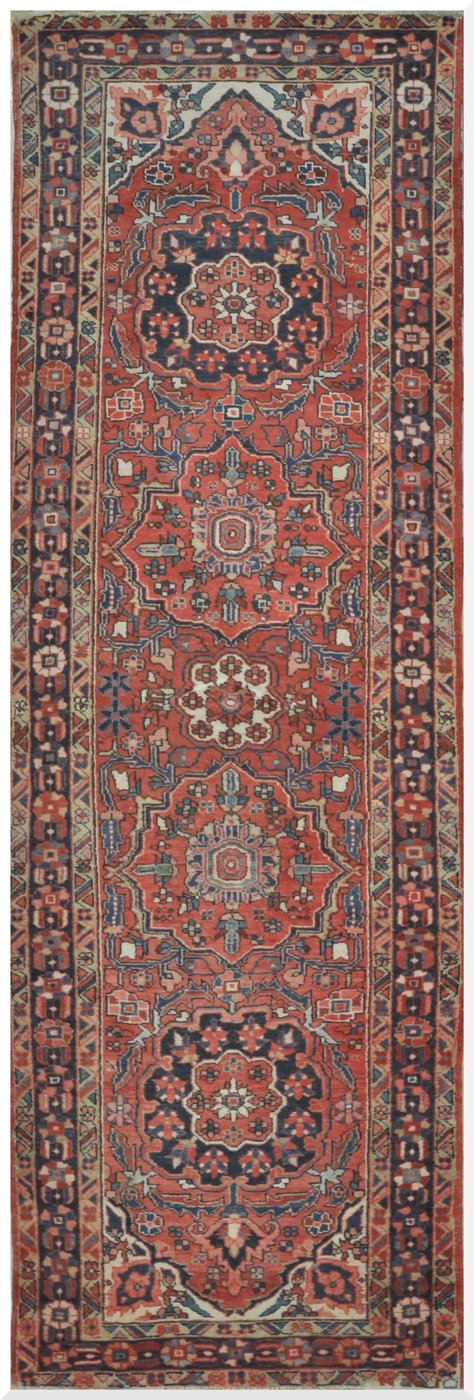 4′ x 11′ Terracotta Fine Hand-Knotted Persian Runner – Traditional Wool