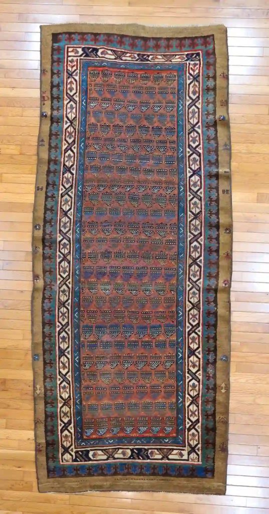 4′ x 9′ Persian Hashtroud(Camel hair) Rust Wool Runner Rug – Traditional Hand Knotted