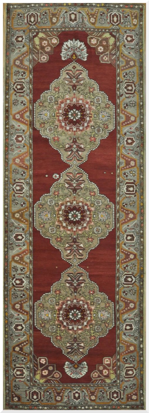 4′ x 11′ Red Anatolian Medallion Turkish Runner Rug – Traditional Wool