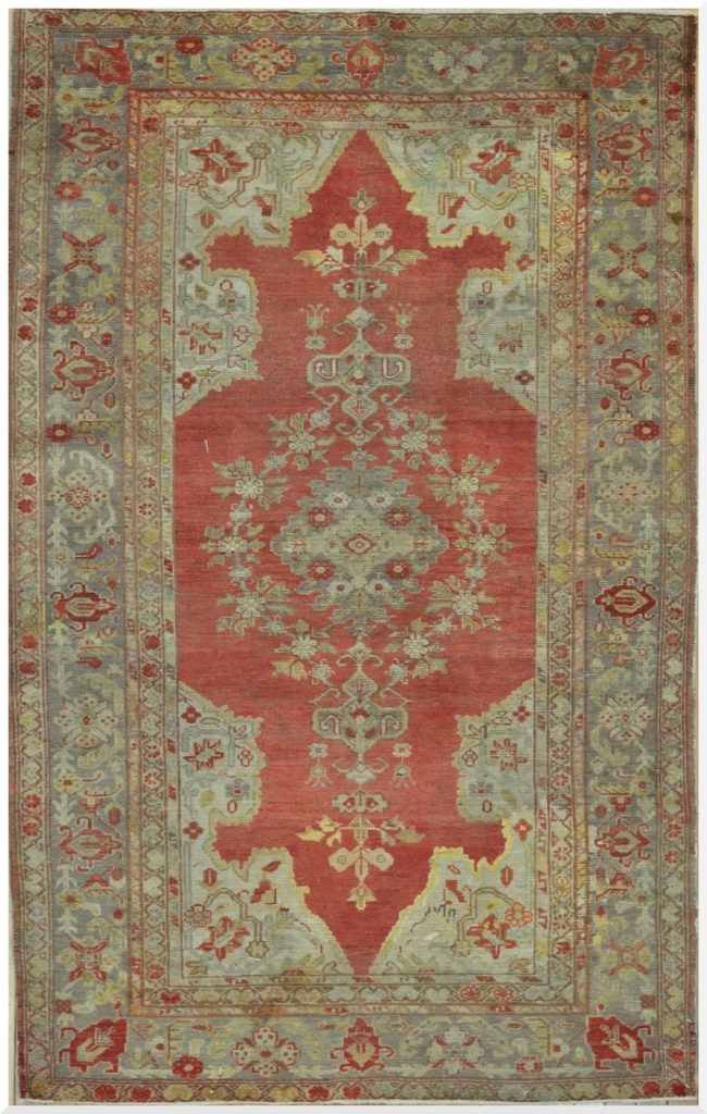4′ x 7′ Turkish Oushak Rust Medallion Rug – Vintage Hand-Knotted Wool 4′ x 7′ Turkish Oushak Rust Medallion Rug – Vintage Hand-Knotted Wool