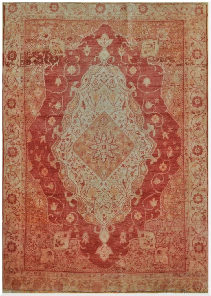 4′ x 6′ Terracotta Fine Hand-Knotted Vintage Turkish Oushak Rug – Traditional Wool