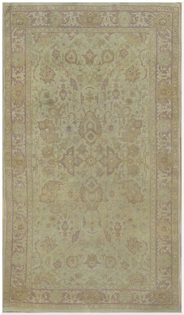 4′ x 7′ Semi Antique Indian Agra Ivory Traditional Rug – Hand-Knotted Wool