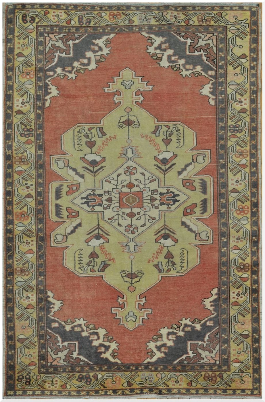 5′ x 7′ Turkish Red Vintage Tribal Rug – Hand-Knotted Wool
