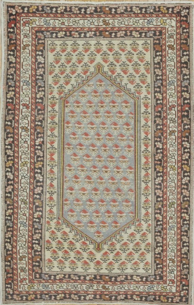 5′ x 7′ Turkish Oushak Blue Ivory Vintage Rug Traditional Wool 5′ x 7′ Turkish Oushak Blue Ivory Vintage Rug Traditional Wool