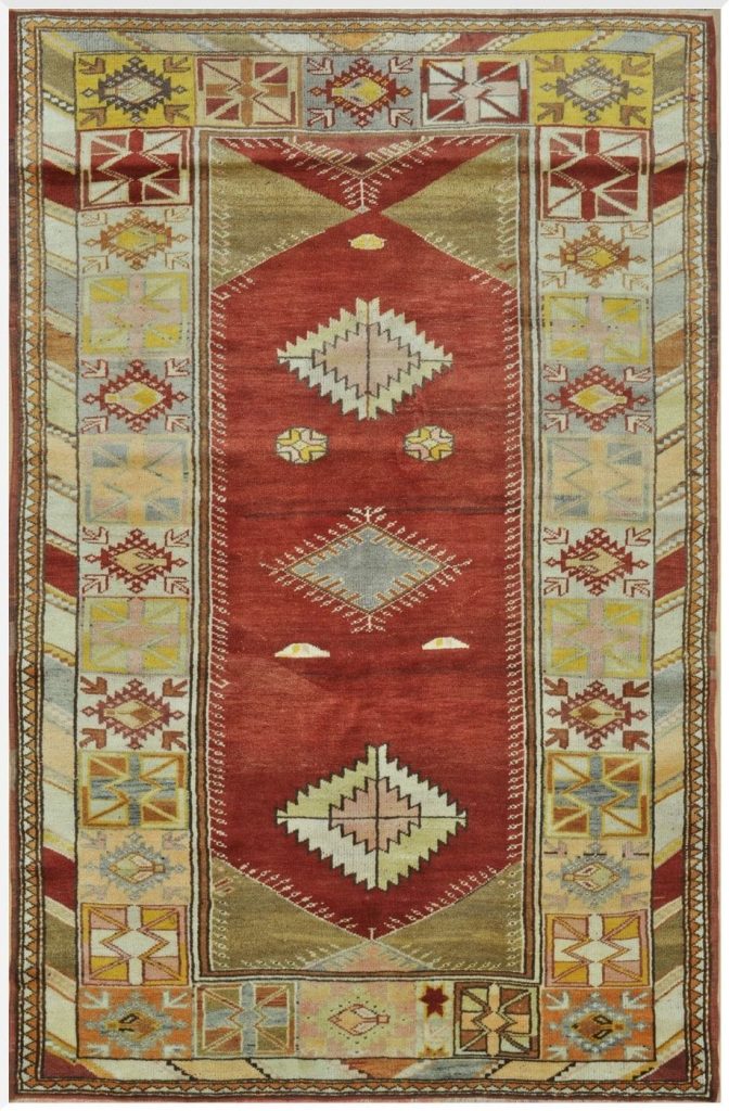 4′ x 7′ Red Fine Hand-Knotted Turkish Rug – Vintage Tribal Wool