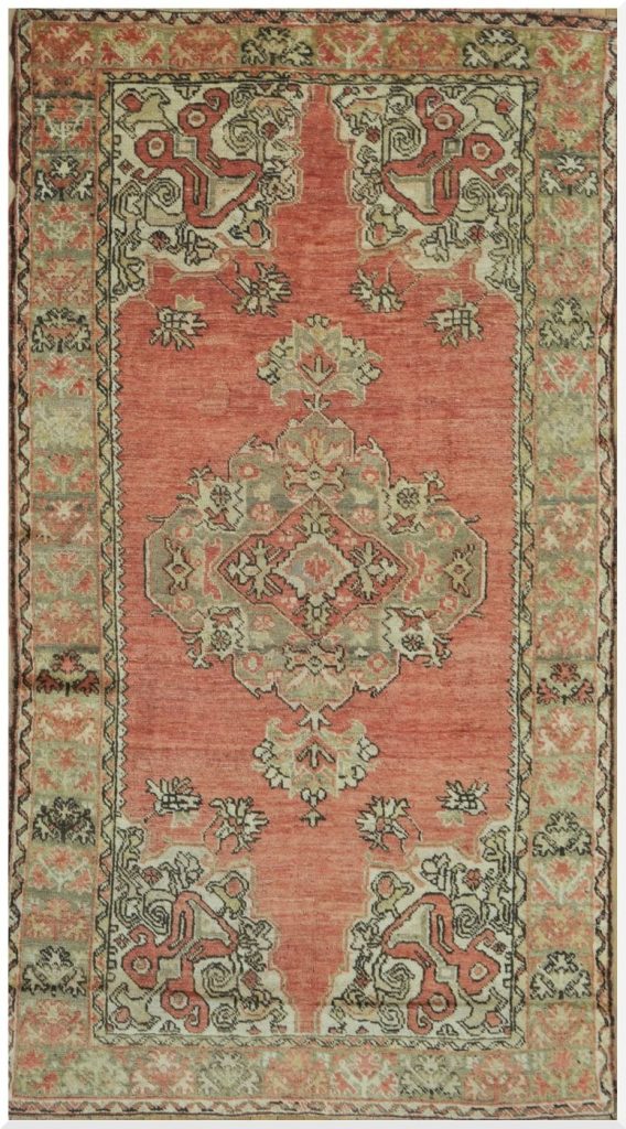 4′ x 8′ Turkish Coral Oushak Rug Traditional Wool 4′ x 8′ Turkish Coral Oushak Rug Traditional Wool