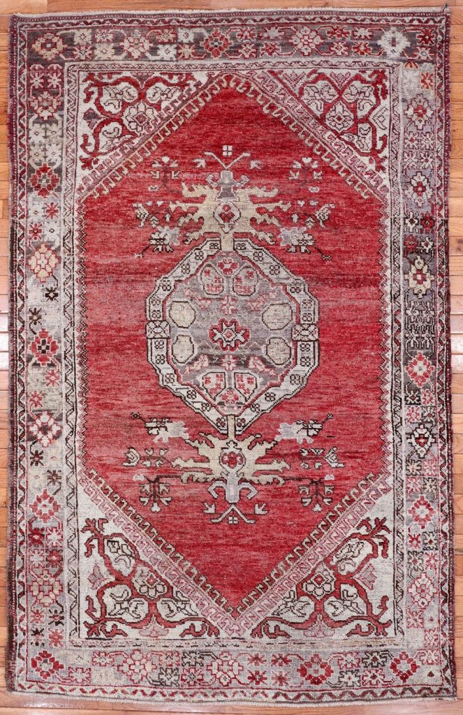 4′ x 5′ Multi Fine Hand-Knotted Turkish Oushak Rug – Traditional Wool