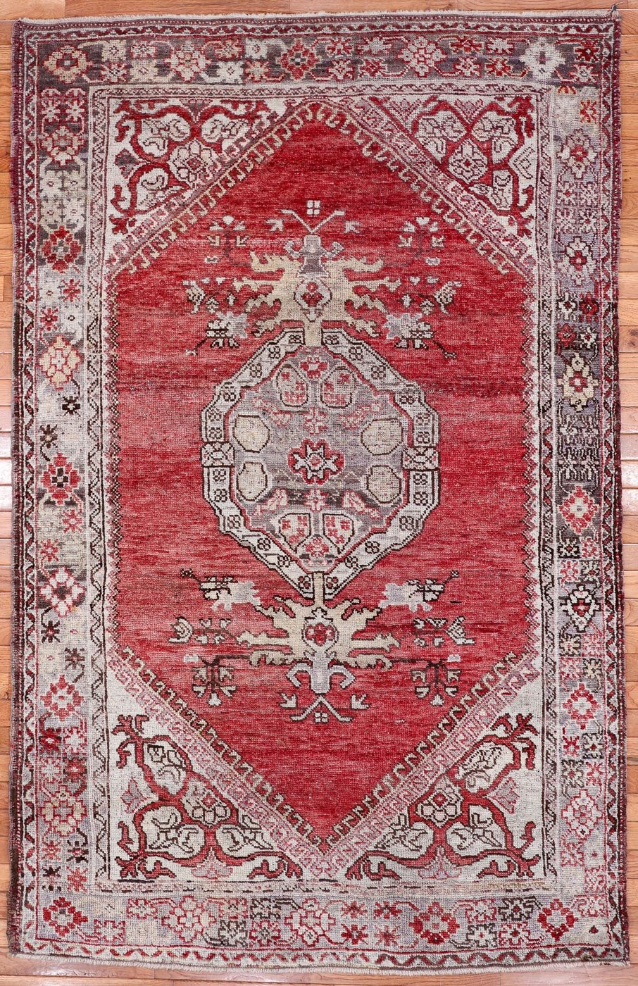 4′ x 5′ Multi Fine Hand-Knotted Turkish Oushak Rug – Traditional Wool