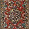 4′ x 7′ Red Fine Hand-Knotted Persian Vintage Sarouk Rug – Traditional Wool