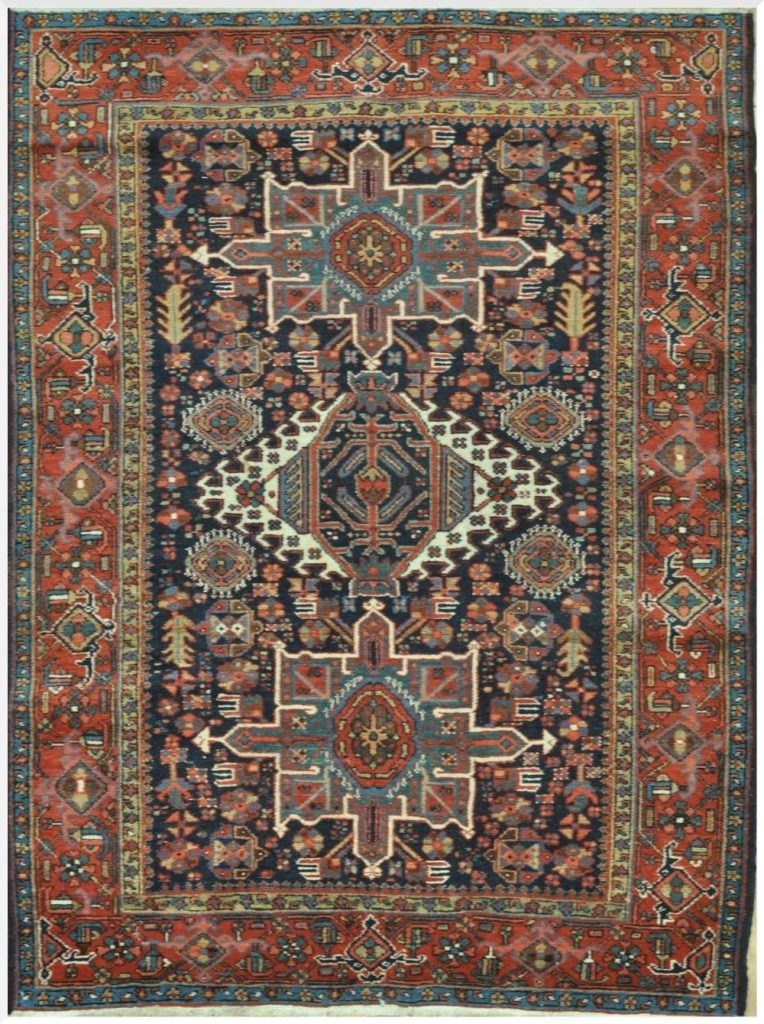 5′ x 7′ Red Fine Hand-Knotted Persian Antique Karajeh Rug – Traditional Wool