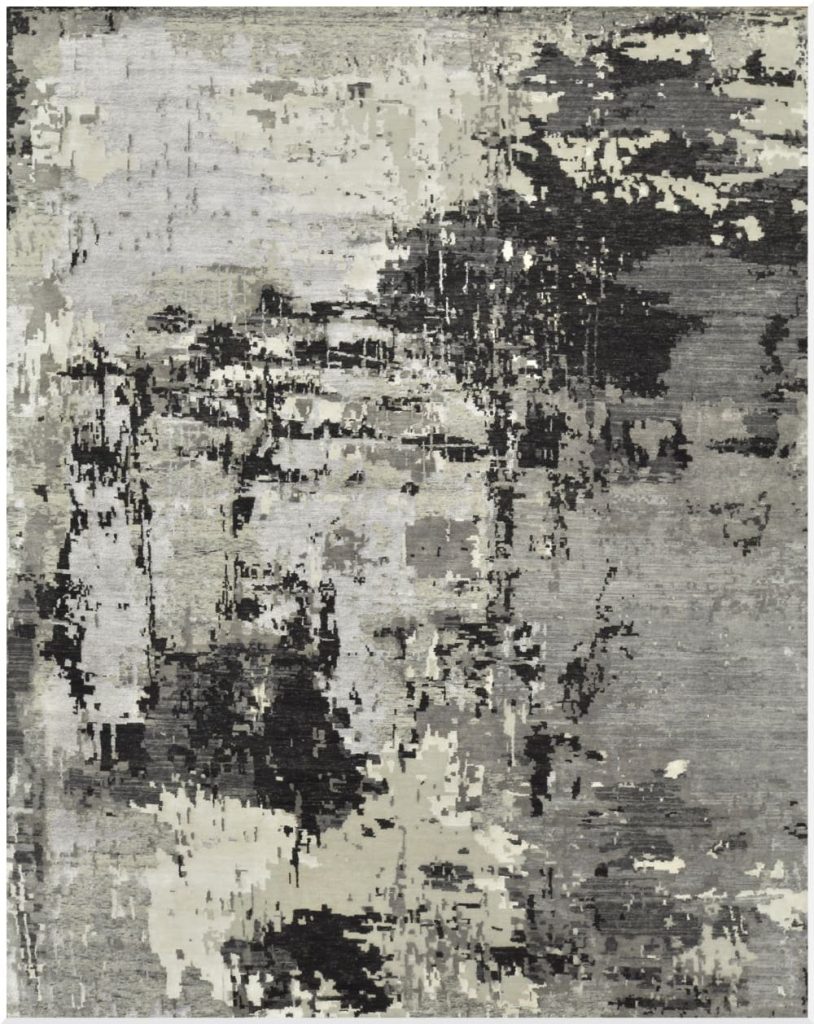 8′ x 10′ Grey Fine Hand-Knotted Indian Modern Design Rug – Contemporary Wool