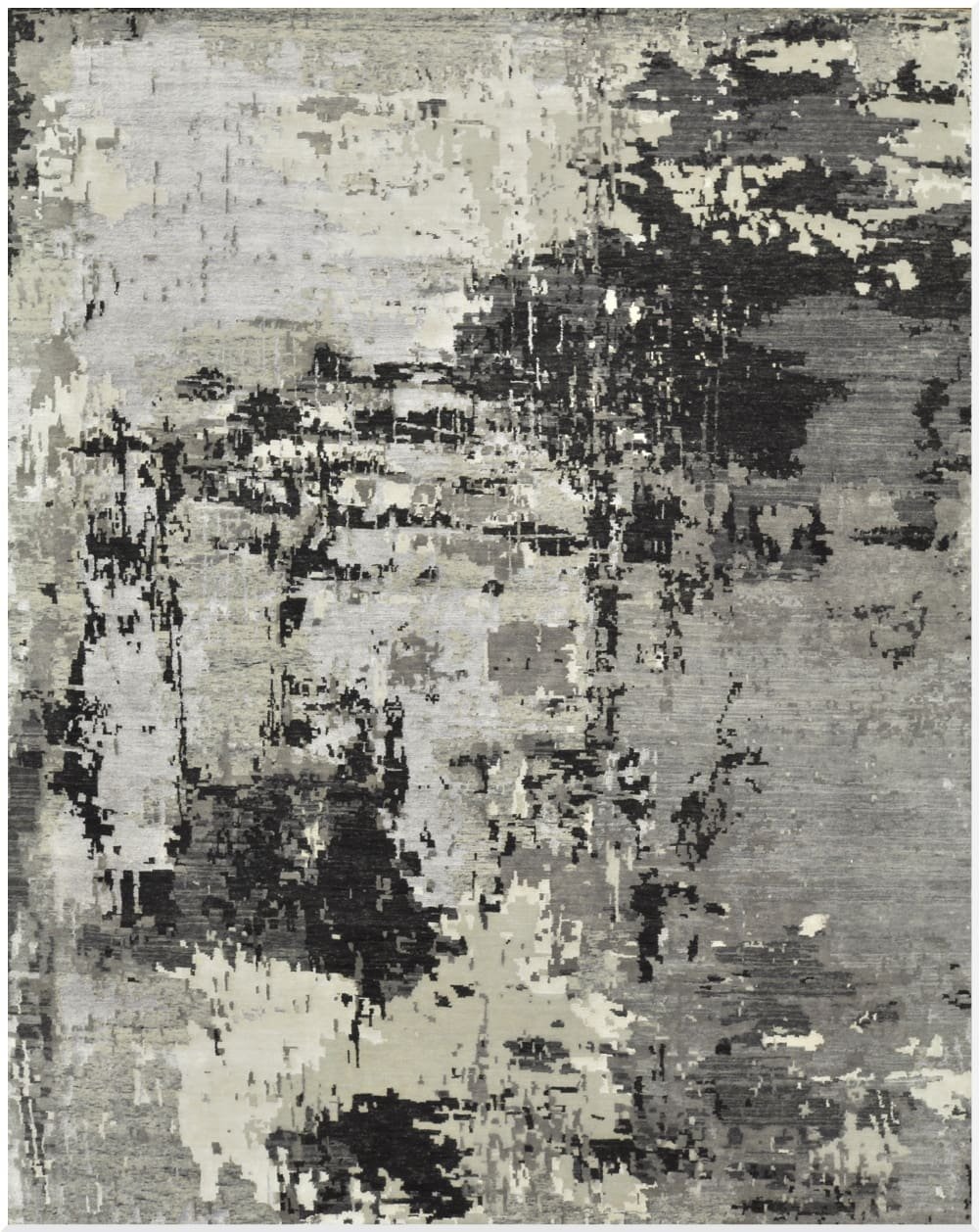 8′ x 10′ Grey Fine Hand-Knotted Indian Modern Design Rug – Contemporary Wool