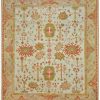 12′ x 14′ Ivory Fine Hand-Knotted Semi Antique Turkish Oushak Rug – Traditional Wool