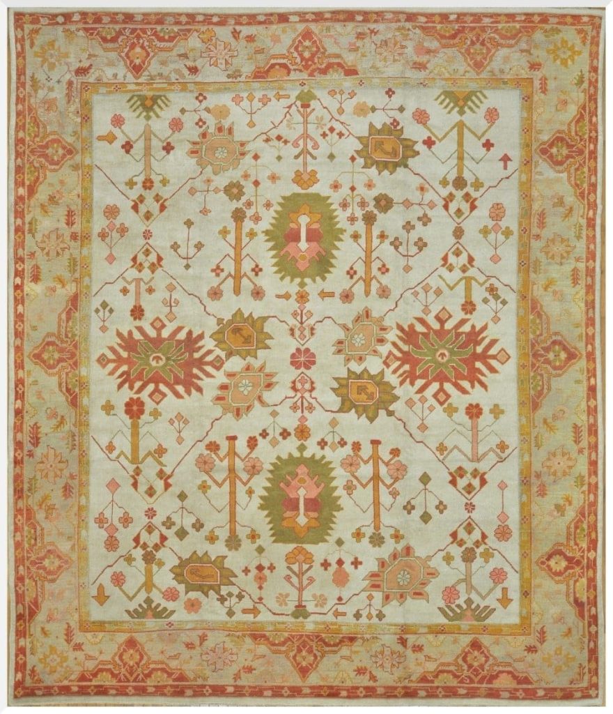 12′ x 14′ Ivory Fine Hand-Knotted Semi Antique Turkish Oushak Rug – Traditional Wool