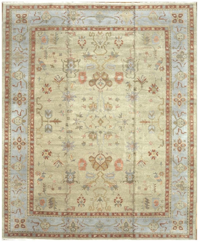 13′ x 16′ Turkish Ivory Oushak Rug – Vintage Hand-Knotted Wool