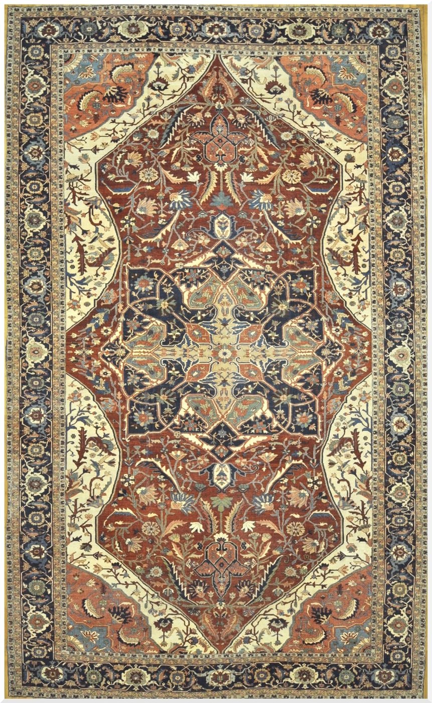 11′ x 19′ Hand-Knotted Persian Heriz Serapi Rug – Rust
