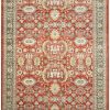 14′ x 20′ Terracotta and Sage Green Hand-Knotted Vintage Egyptian Sultanabad Design Rug – Grand Scale Wool