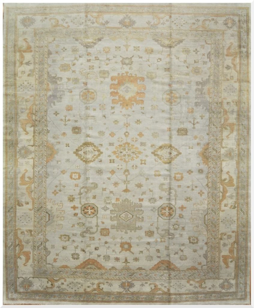 14′ x 17′ Ivory Fine Hand-Knotted Indian Oushak Rug – Transitional Wool