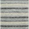6′ x 9′ Indian Gray Ivory Striped Rug Modern Wool 6′ x 9′ Indian Gray Ivory Striped Rug Modern Wool
