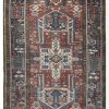 4′ x 16′ Persia Red Navy Karajeh Runner Rug Traditional Hand Knotted Wool
