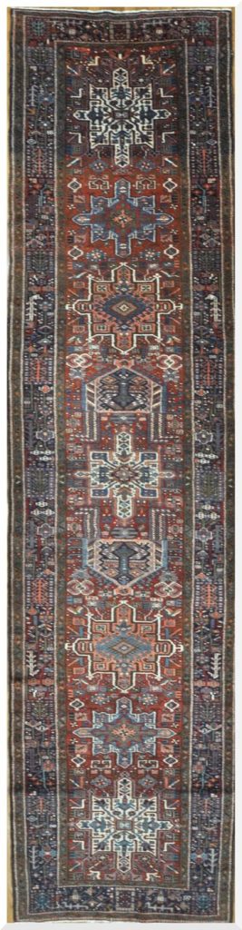 4′ x 16′ Persia Red Navy Karajeh Runner Rug Traditional Hand Knotted Wool