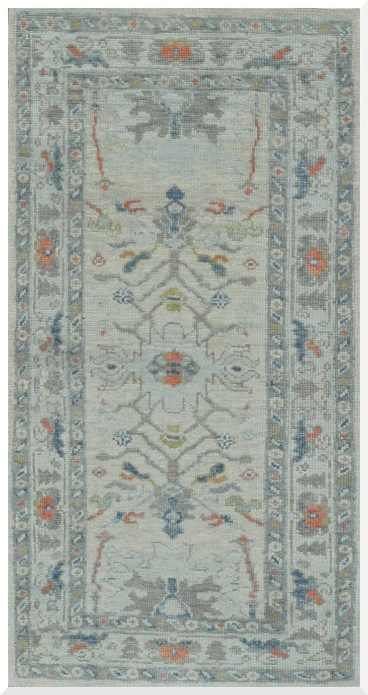 3′ x 6′ Turkish Ivory Blue Transitional Runner Rug