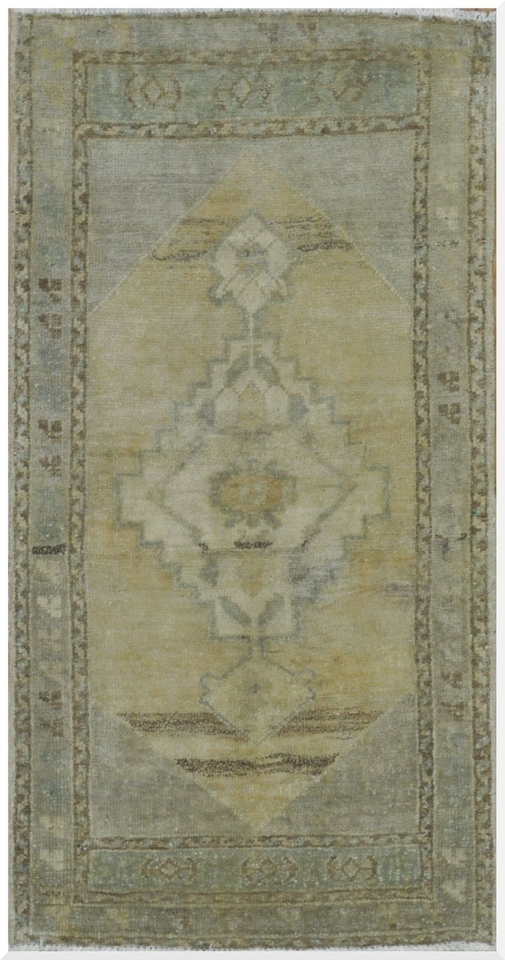 2′ x 3′ Turkish Soft Gold Gray Accent Rug Transitional Wool