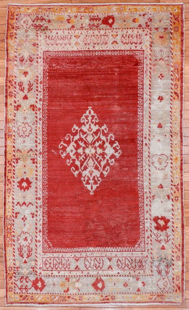 4′ x 6′ Coral Fine Hand-Knotted Turkish Oushak Rug – Traditional Wool