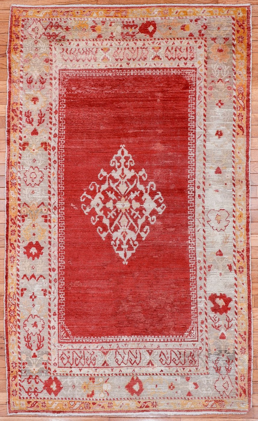 4′ x 6′ Coral Fine Hand-Knotted Turkish Oushak Rug – Traditional Wool