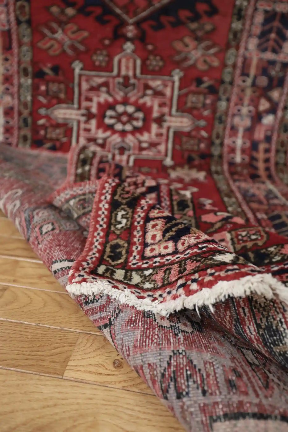 4′ x 15′ Red Fine Hand-Knotted Persian Heriz Runner – Traditional Wool