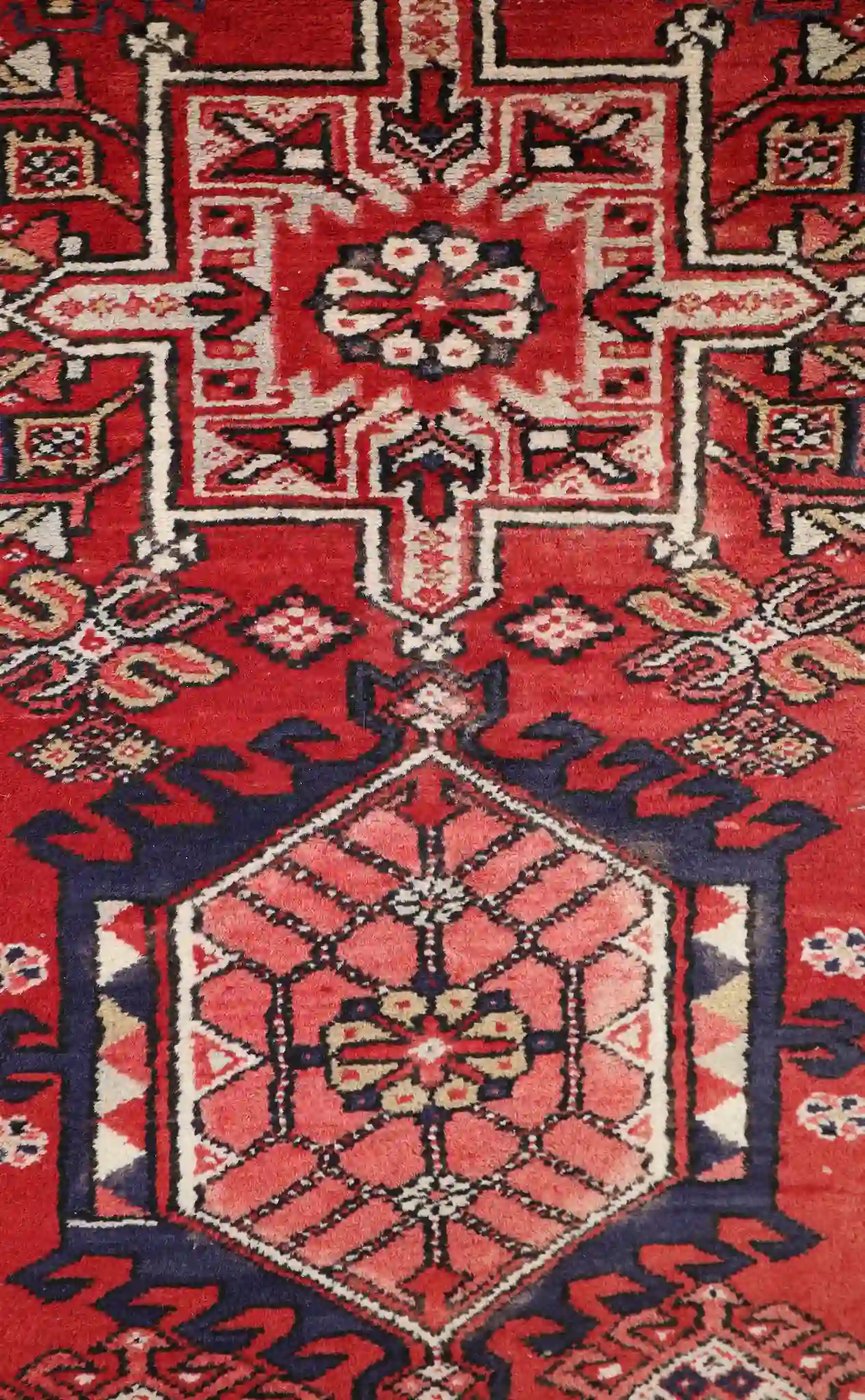 4′ x 15′ Red Fine Hand-Knotted Persian Heriz Runner – Traditional Wool