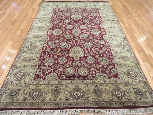 6′ x 9′ Indian Handmade Olive Green Oriental Rug – Hand-Knotted Wool