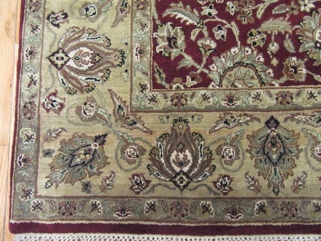6′ x 9′ Indian Handmade Olive Green Oriental Rug – Hand-Knotted Wool