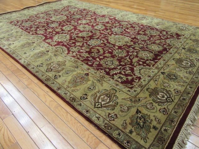 6′ x 9′ Indian Handmade Olive Green Oriental Rug – Hand-Knotted Wool