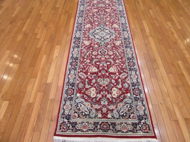 3′ x 8′ Red Fine Hand-Knotted Pakistan Kashan Design  Oriental Rug – Traditional Wool